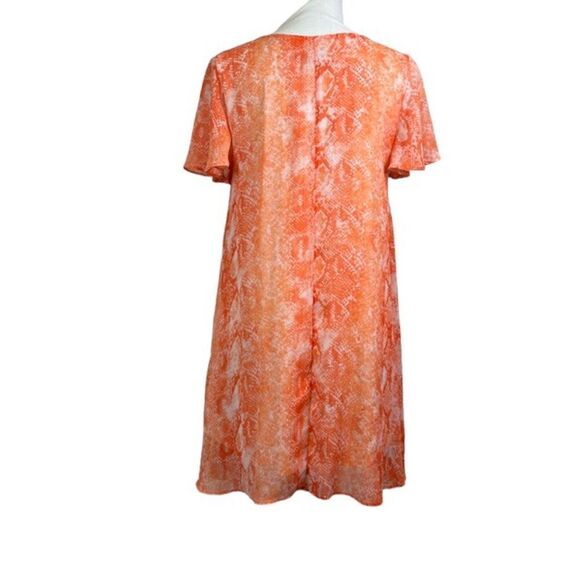 Judith March Women's Dress Orange Gauzy Snakeskin Print White Lined Size Small - Picture 3 of 10